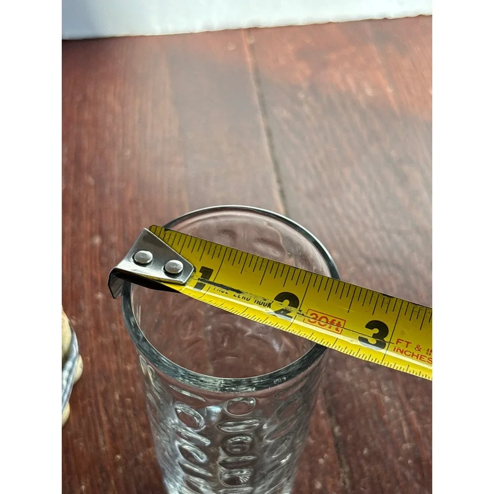 Crisa Optic Glass Thumbprint Highball Tumbler Clear Hexagonal Base 5.5